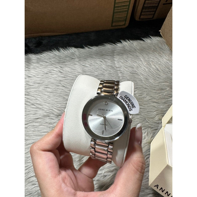 ORIG & IMPORTED AK Klein Women's AK/1363SVSV Diamond Dial Silver-Tone Bracelet Watch