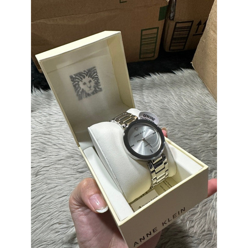 ORIG & IMPORTED AK Klein Women's AK/1363SVSV Diamond Dial Silver-Tone Bracelet Watch