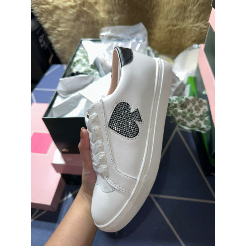 AUTHENTIC/ORIGINAL KateSpade KS Fez Glitz Sneakers White Women Shoes