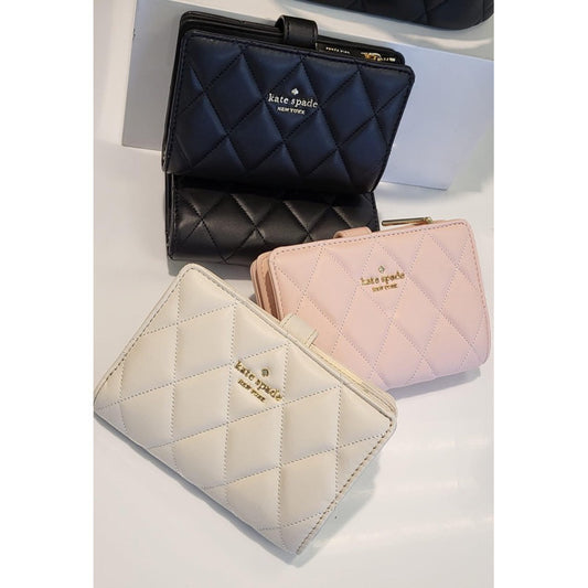 ORIG & IMPORTED KS Carey Quilted Medium Compartment Bifold Wallet Pink/White