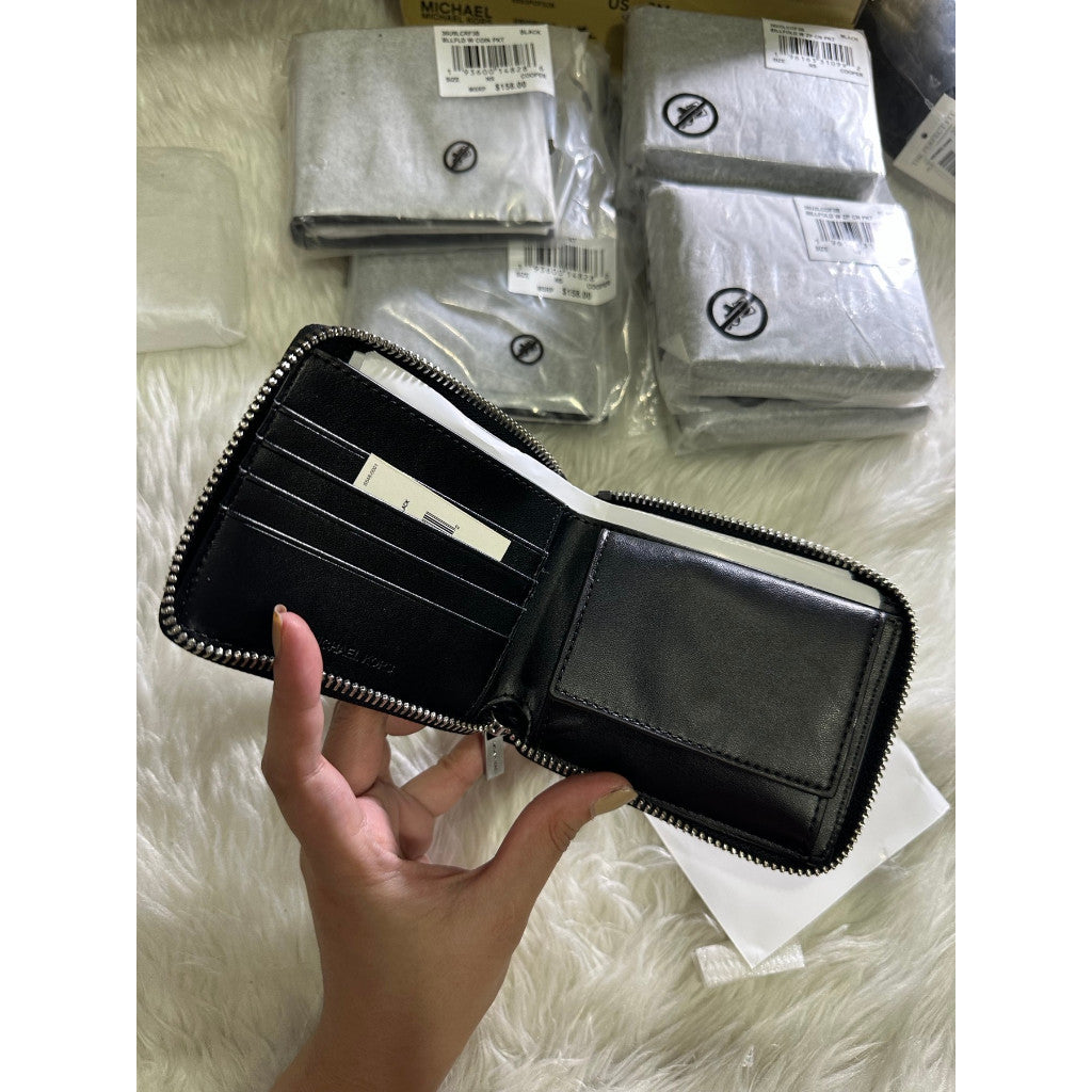 ORIG & IMPORTED MK Cooper Logo Zip-Around Small Coin Men's Wallet Black