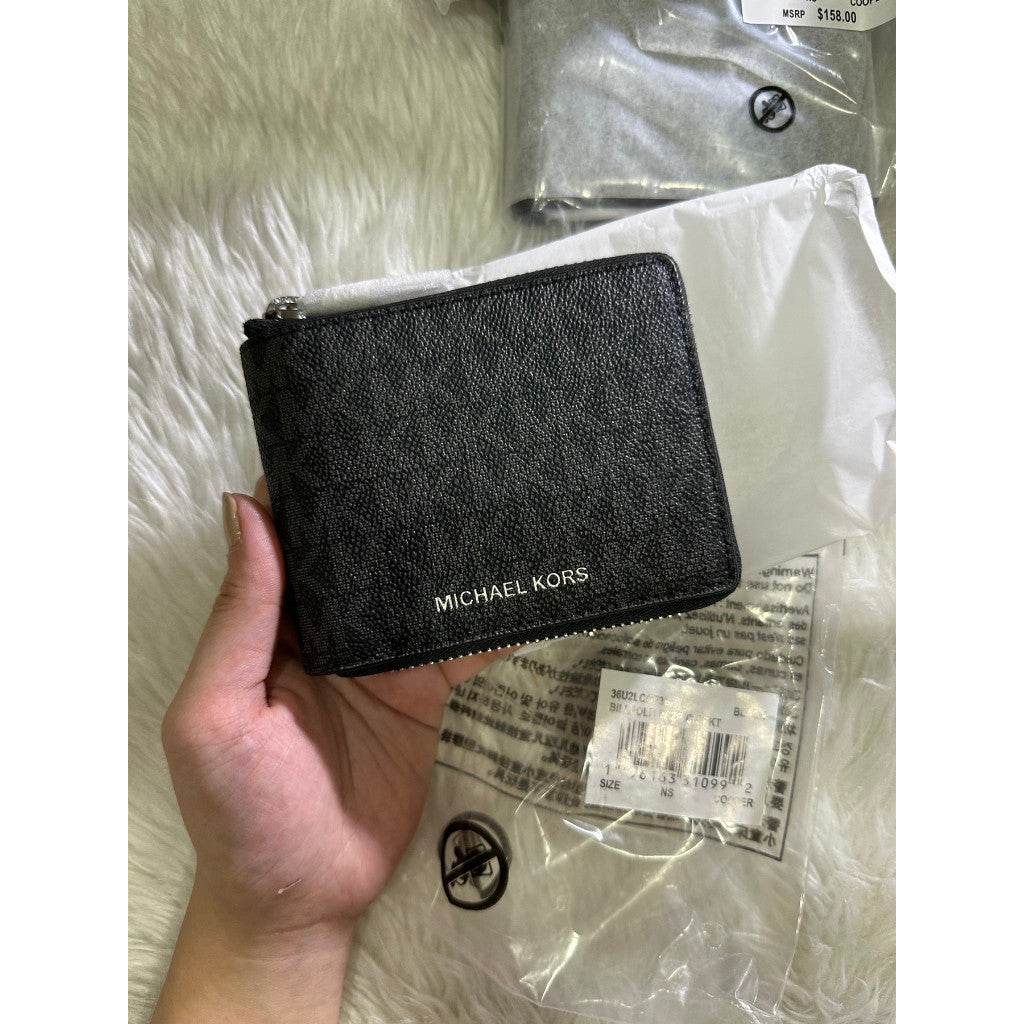 ORIG & IMPORTED MK Cooper Logo Zip-Around Small Coin Men's Wallet Black