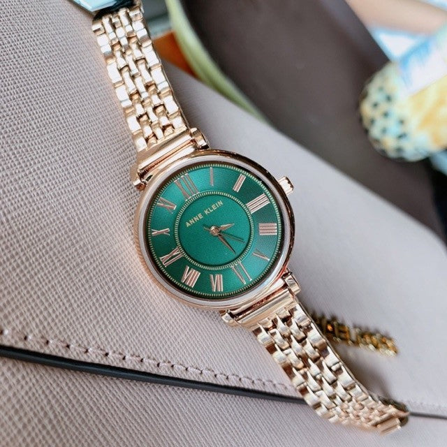 AK Klein Women's Rose Gold-Tone Bracelet Watch AK/2158GNRG