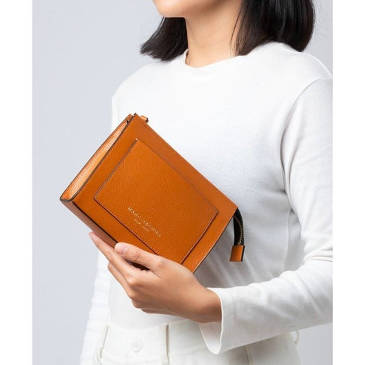 SALE! ORIG & IMPORTED MJ The Grind Leather Cosmetic Pouch Brown Smoked Almond