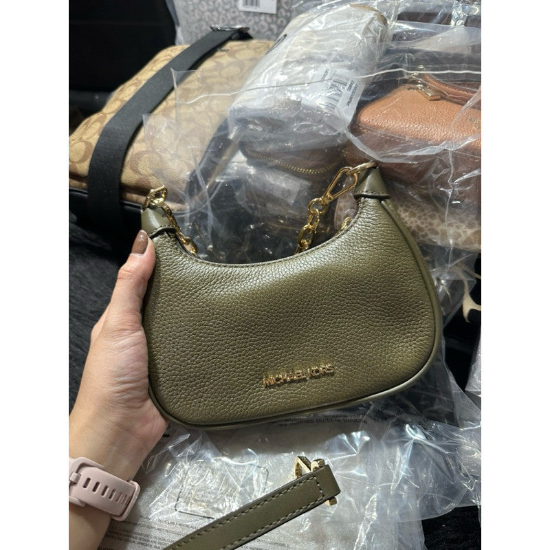 ORIG & IMPORTED MK Cora Mini Zip Pouchette KiliKili Crossbody Bag Olive Green