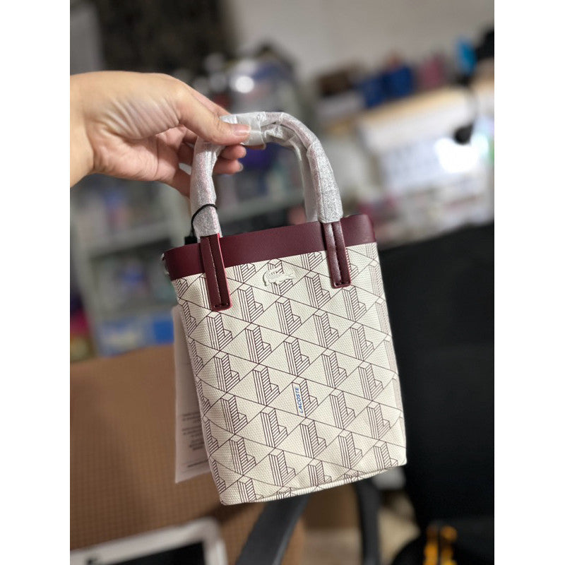 ORIG & IMPORTED LCT Women's Canvas Monogram Mini Tote Mono Bag White/Red