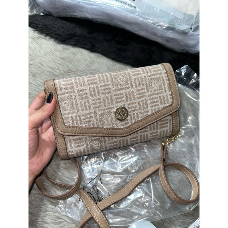 ORIG & IMPORTED AK Klein Logo Wallet On A Chain Beige Small Bag