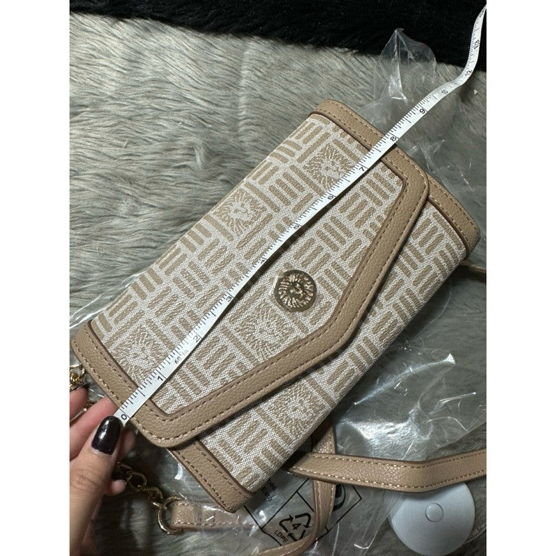 ORIG & IMPORTED AK Klein Logo Wallet On A Chain Beige Small Bag
