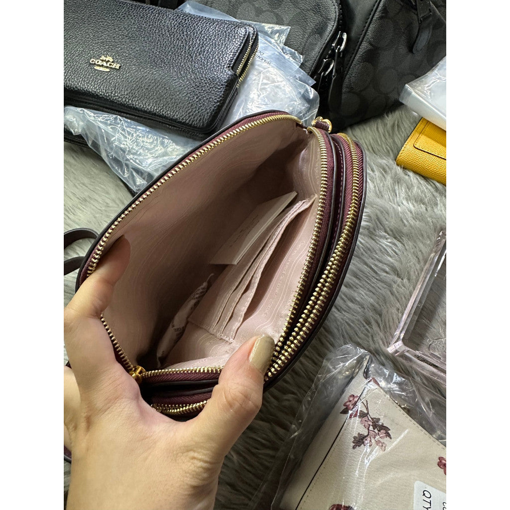 ORIG & IMPORTED KS Spencer Double-zip Dome Crossbody Mini Bag Maroon