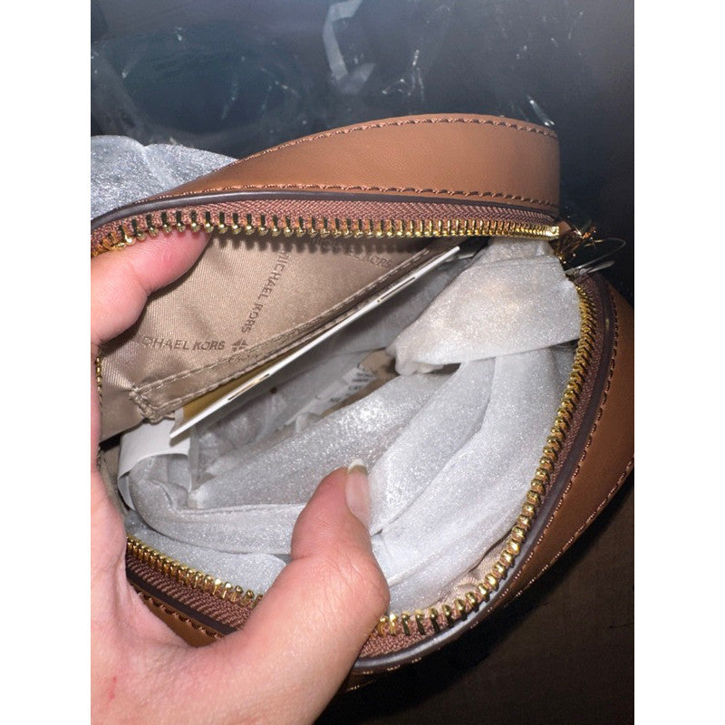 ORIG & IMPORTED MK Jet Set Glam Small Oval Crossbody Mini Bag Brown