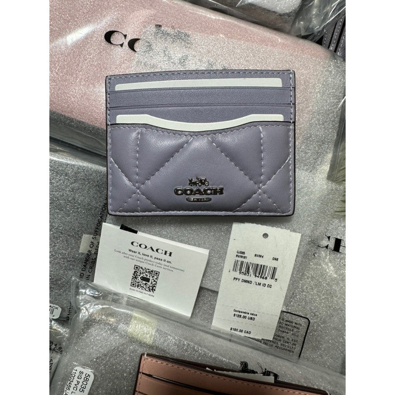 ORIG & IMPORTED CCH Mini rowan & Slim Id Card Holder Wallet Quilted With Puffy Diamond Pink/Purple