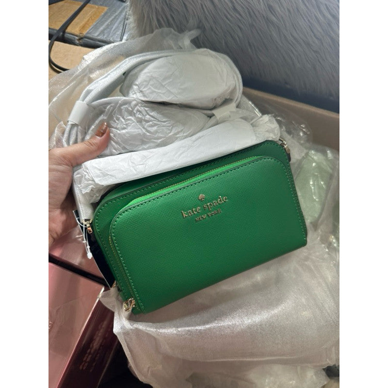 SALE! ❤️  KS Staci Dual Zip-Around Crossbody Small Bag black brown green pink