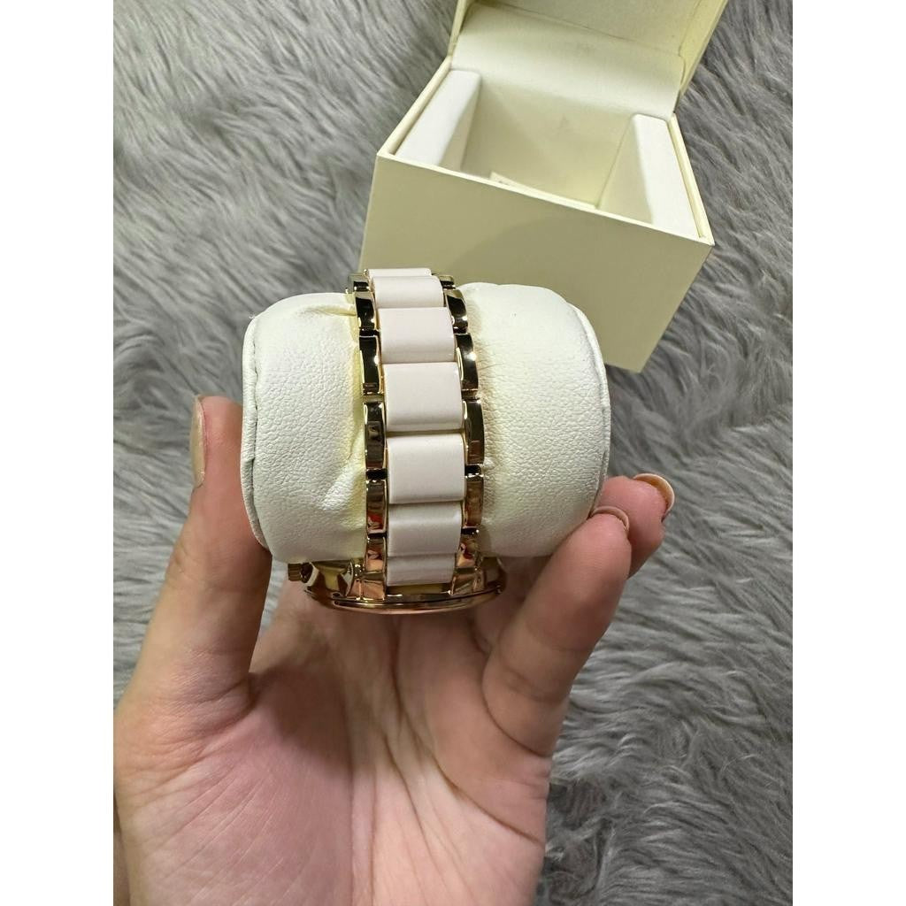 ORIG & IMPORTED AK Klein Women's AK/1412IVGB Gold-Tone and Ivory Resin Bracelet Watch
