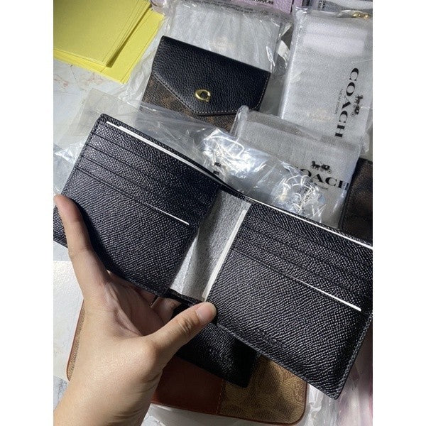ORIG CCH 3 in 1 with Insert Compact Men’s Bifold Wallet Crossgrain Leather in BLACK