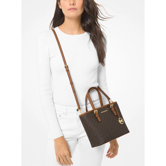 MK Jet Set Travel Extra-Small Logo Top-Zip Tote Bag BROWN