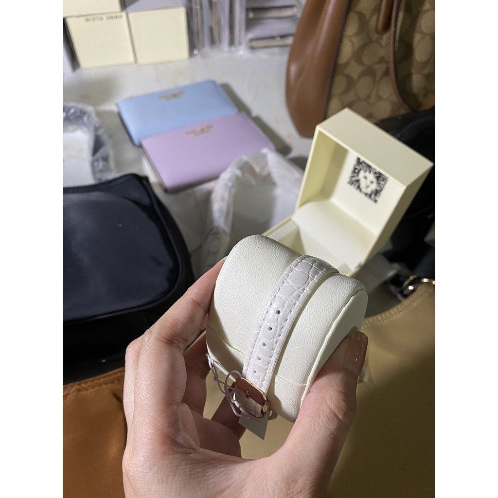 ORIG & IMPORTED AK Klein Japanese Quartz Watch with Faux Leather Strap, White Ivory 3820RGIV