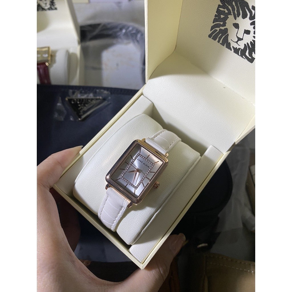 ORIG & IMPORTED AK Klein Japanese Quartz Watch with Faux Leather Strap, White Ivory 3820RGIV