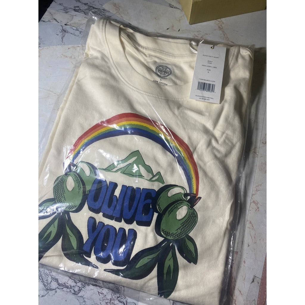 SALE! ❤️ AUTHENTIC/ORIGINAL Tory Burch Retail Olive You T-Shirt in Size Large ONLY