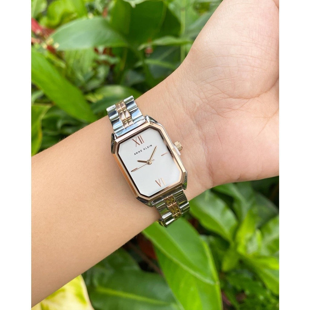 AK Klein Women Japanese Quartz Dress Watch Metal Strap, Rose Gold/Silver AK/3775SVRT