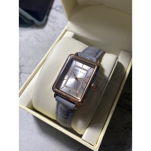 AK Klein Women's Japanese Quartz Dress Watch with Faux Leather Gray Strap AK/3820RGGY