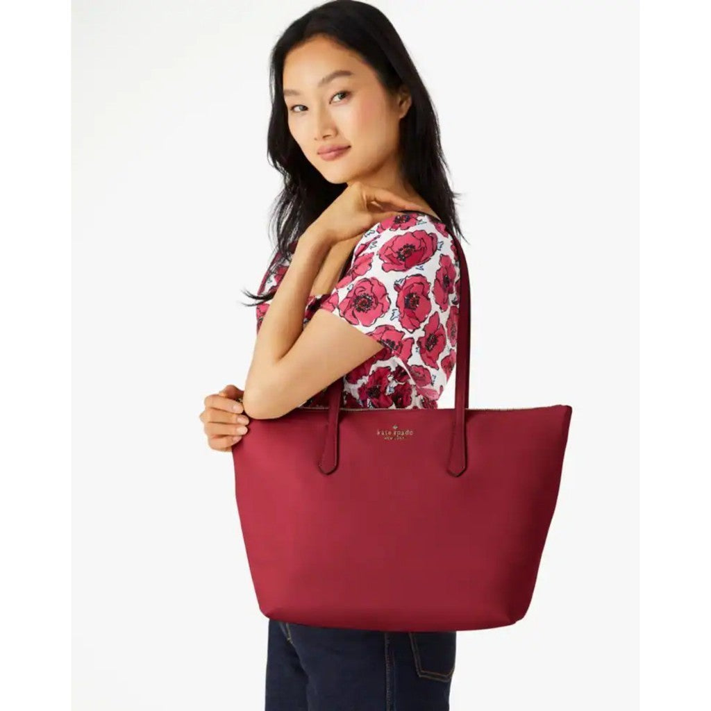 SALE! ORIG & IMPORTED KS Kitt Nylon Large Tote Bag in RED SANGRIA