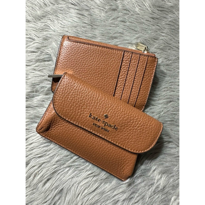 ORIG & IMPORTED KS Dumpling Small Flap Card Holder Wallet Black Brown