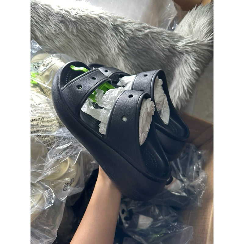 ORIG & IMPORTED CROCS CRUSH WOMEN SANDALS SLIDES IN BLACK