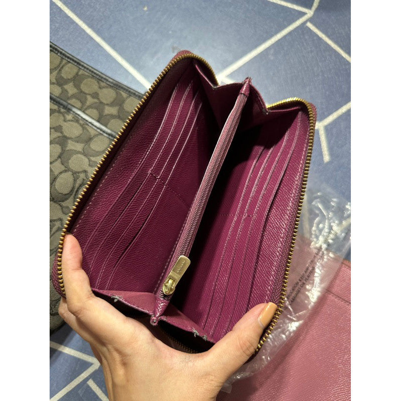 ORIG PRELOVED  CCH Long Zip Around Wallet In Signature Canvas Dark Brown