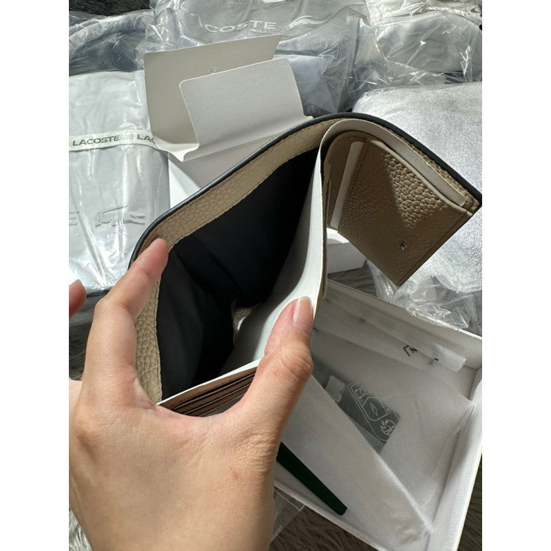 ORIG & IMPORTED NEW LCT Women’s Anna Snap Front Trifold Wallet Beige/Black