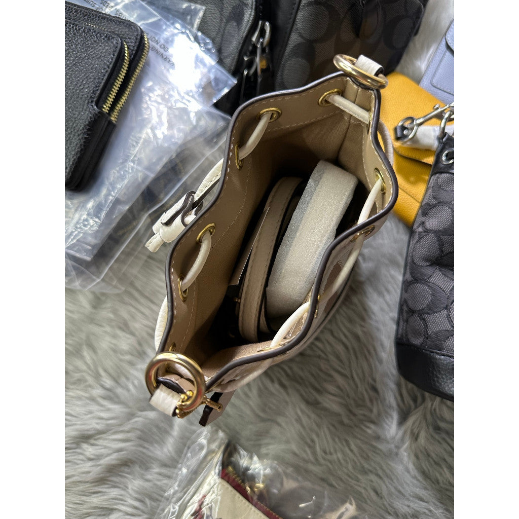 ORIG & IMPORTED CCH Mini Dempsey Bucket Bag in Signature Jacquard White