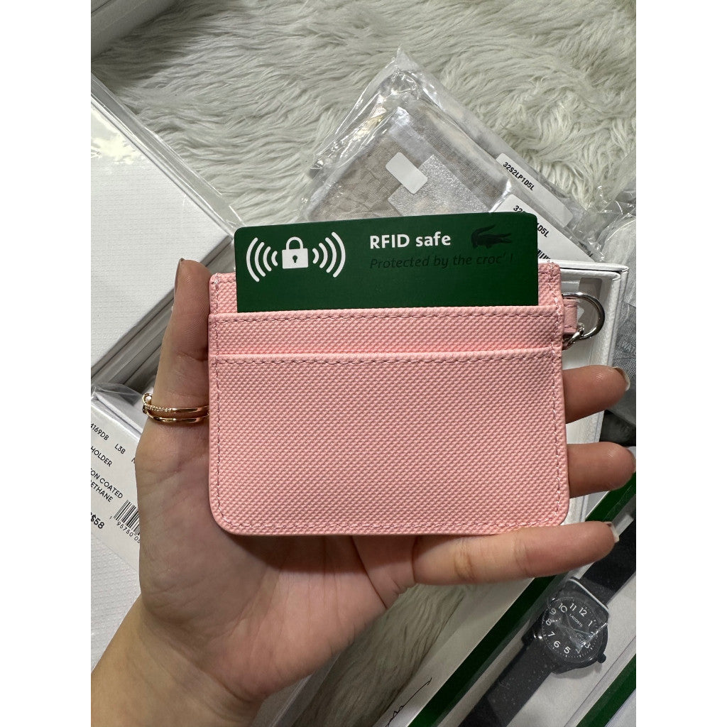 ORIG & IMPORTED LCT Women’s 4 Slot Zipped Card Holder Wallet in Black / Pink NF4169DB