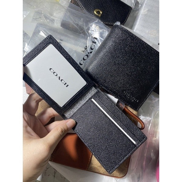 ORIG CCH 3 in 1 with Insert Compact Men’s Bifold Wallet Crossgrain Leather in BLACK
