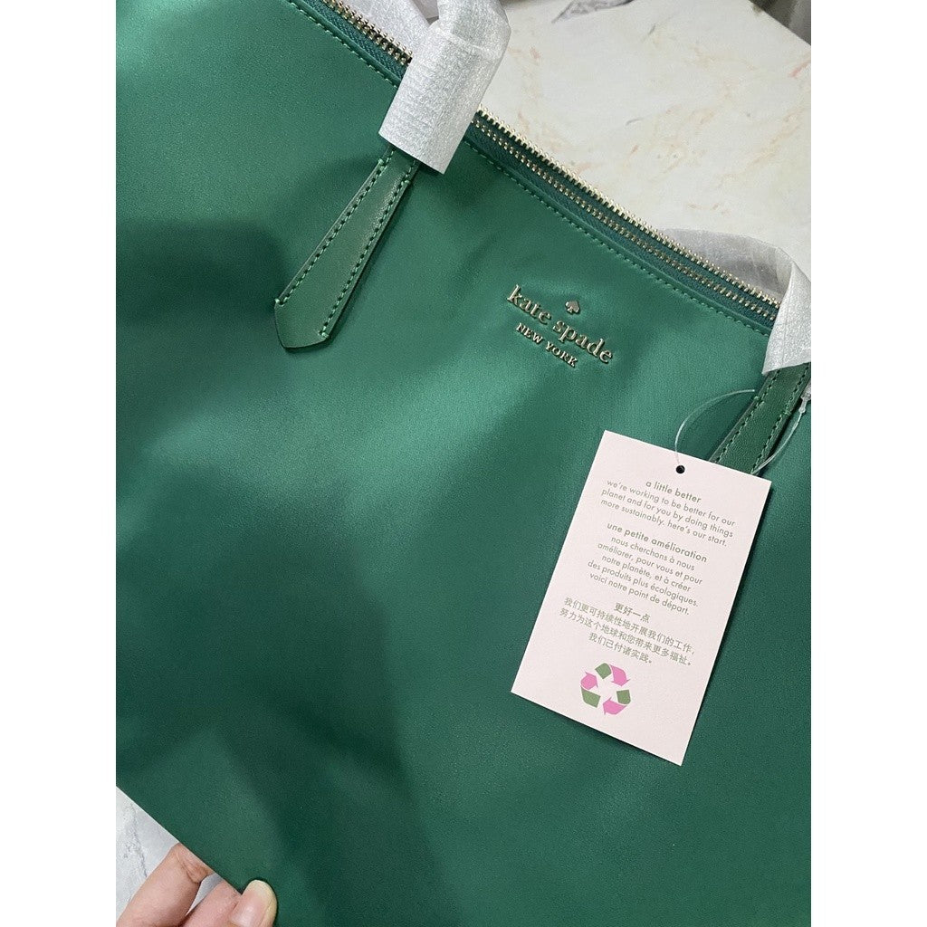 SALE! ORIG & IMPORTED KS Kitt Large Nylon Tote Bag in Deep Jade/Green