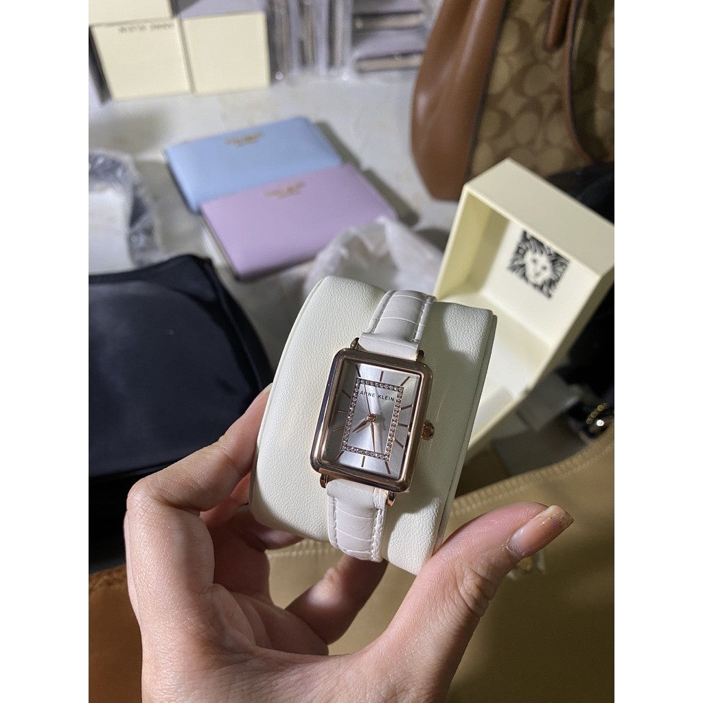 ORIG & IMPORTED AK Klein Japanese Quartz Watch with Faux Leather Strap, White Ivory 3820RGIV