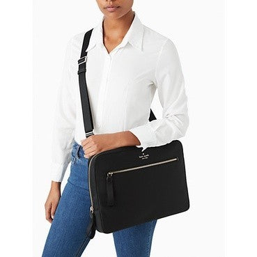 ORIG & IMPORTED KS Chelsea Nylon Laptop Bag Sleeve With Strap - Black/Lilac
