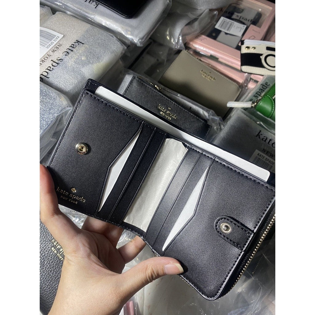 ORIG & IMPORTED KS Staci Colorblock Small L-zip Bifold Wallet in Warm Beige Multi