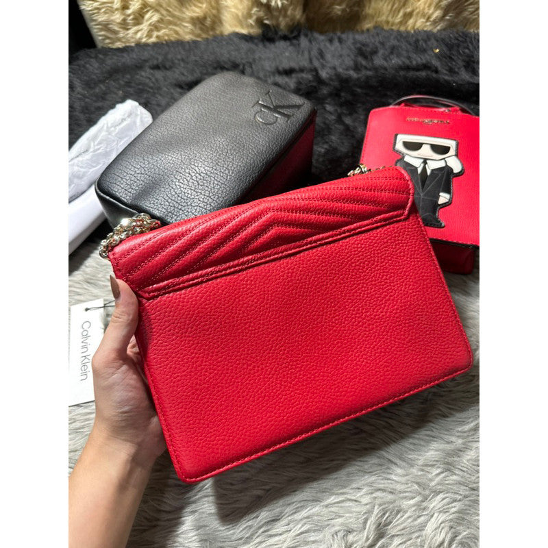 ORIG & IMPORTED TED BAKER Red Kalila Bow Detail Envelope Leather Crossbody Bag
