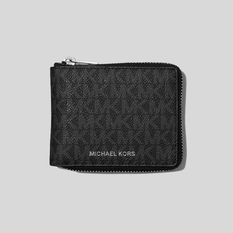 ORIG & IMPORTED MK Cooper Logo Zip-Around Small Coin Men's Wallet Black