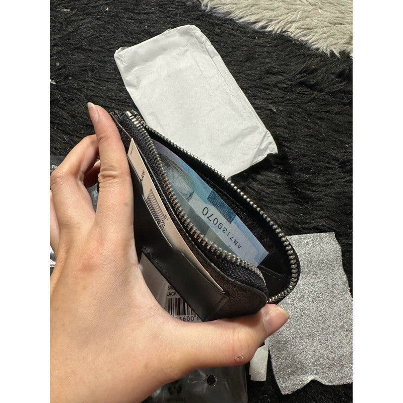 ORIG & IMPORTED MK Logo L-Zip Zip Around Card Slim Men's Wallet in Signature Black