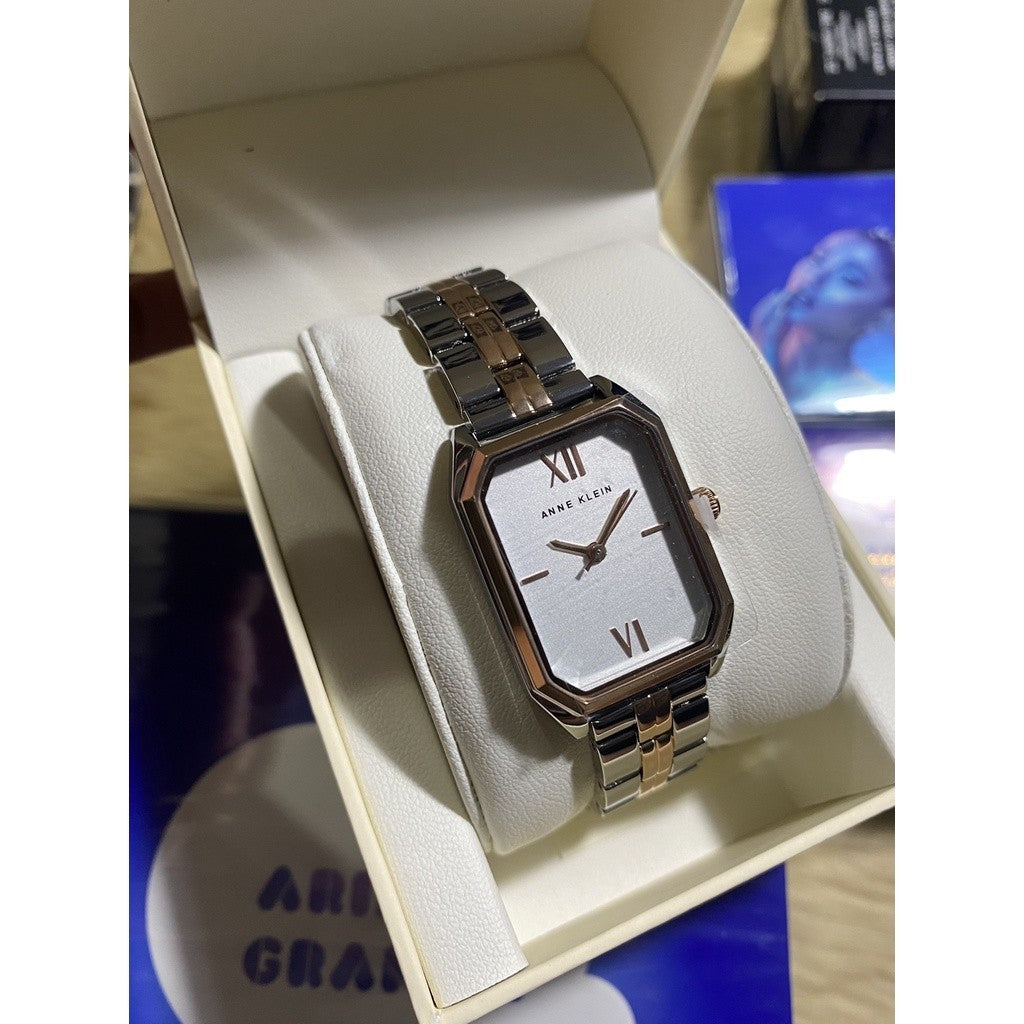 AK Klein Women Japanese Quartz Dress Watch Metal Strap, Rose Gold/Silver AK/3775SVRT