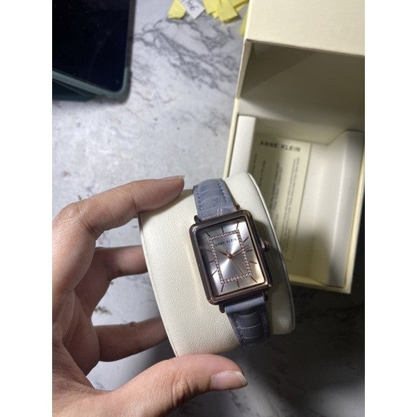 AK Klein Women's Japanese Quartz Dress Watch with Faux Leather Gray Strap AK/3820RGGY