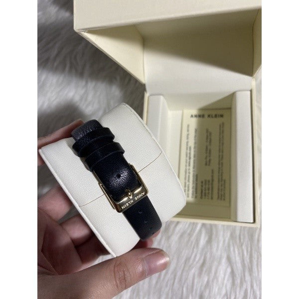 AK Klein Women's Leather Strap Watch, AK/2706CHBK BLACK/GOLD