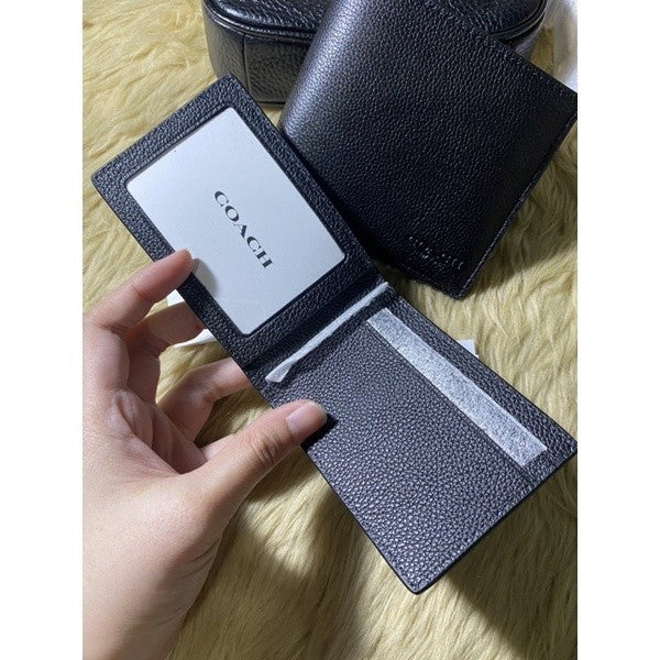 ORIG & IMPORTED CCH 3-IN-1 COMPACT BLACK WALLET FOR MEN (With Insert) CALF LEATHER
