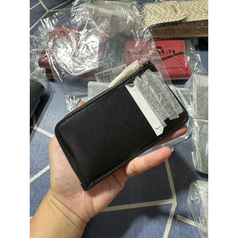 ORIG & IMPORTED KS Madison Top Zip Card Holder Wallet in Black and Beige