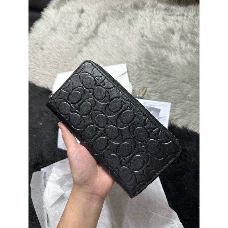 ORIG & IMPORTED CCH Accordion In Signature Leather Long Men's Wallet Black Embossed
