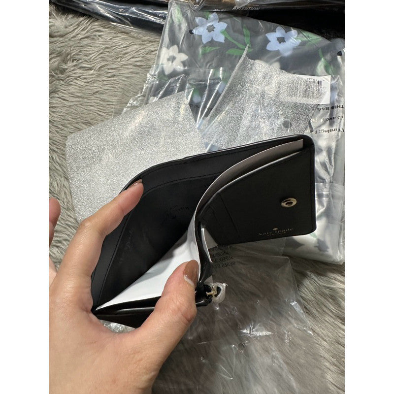 ORIG & IMPORTED KS Madison Saffiano Leather Small Bifold Wallet in Beige/Black