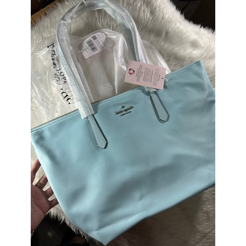 SALE! ORIG & IMPORTED KS Kitt Large Nylon Tote Bag Aqua Pool Blue