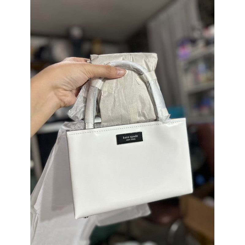 SALE! ❤️ ORIG & IMPORTED KS Retail Sam Icon Leather Mini Tote Bag in TRUE WHITE