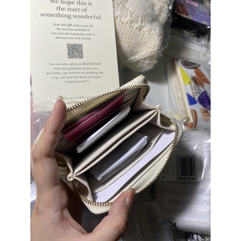 ORIG & IMPORTED KS Rainbow Hearts Card Case Zip Around Coin Wallet