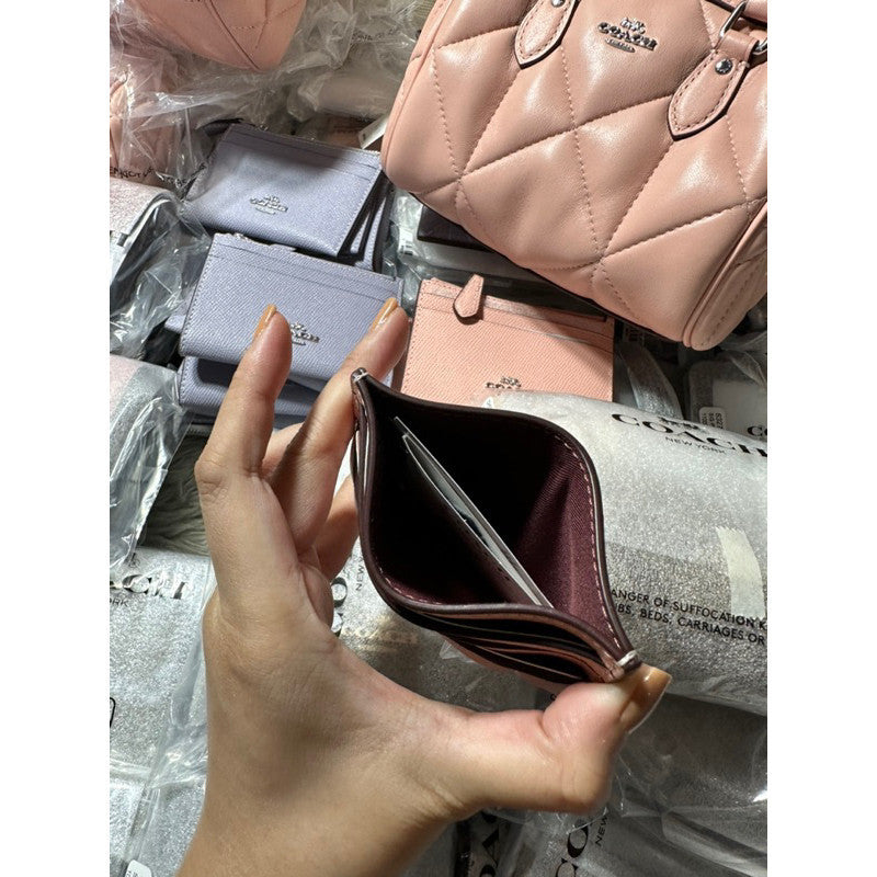 ORIG & IMPORTED CCH Mini rowan & Slim Id Card Holder Wallet Quilted With Puffy Diamond Pink/Purple